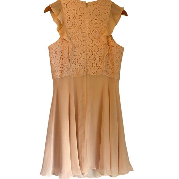 Nanette Lepore Lace & Chiffon Fit and Flare Dress Soft Peach Sz 10 - Picture 4 of 4